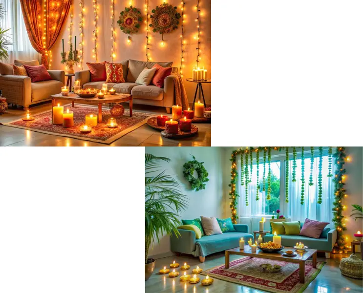 living room Diwali decor Cozy Living Room Setting